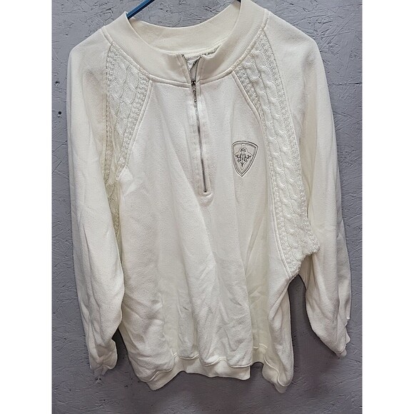 Just For Women Crochet Embroidered Insert Sz 2x White Pullover‎ Sweatshirt - Picture 1 of 11
